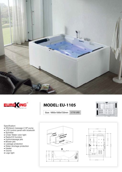 Báo giá sản phẩm Bồn tắm massage EU-1105